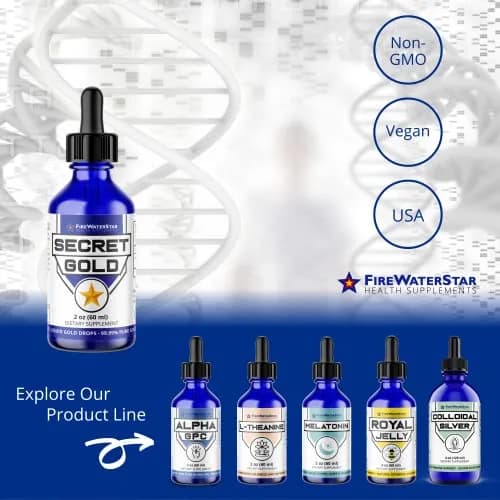 FIREWATERSTAR HEALTH SUPPLEMENTS Colloidal Gold Liquid Drops | Brain Boost, Awareness & Clarity, 2 Fl Oz thumbnail 6