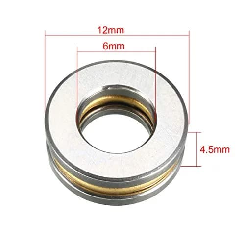 uxcell F6-12M Thrust Ball Bearings 6mm x 12mm x 4.5mm Chrome Steel Single Direction 2pcs | Industrial Grade Bearing for Axial Loads thumbnail 3