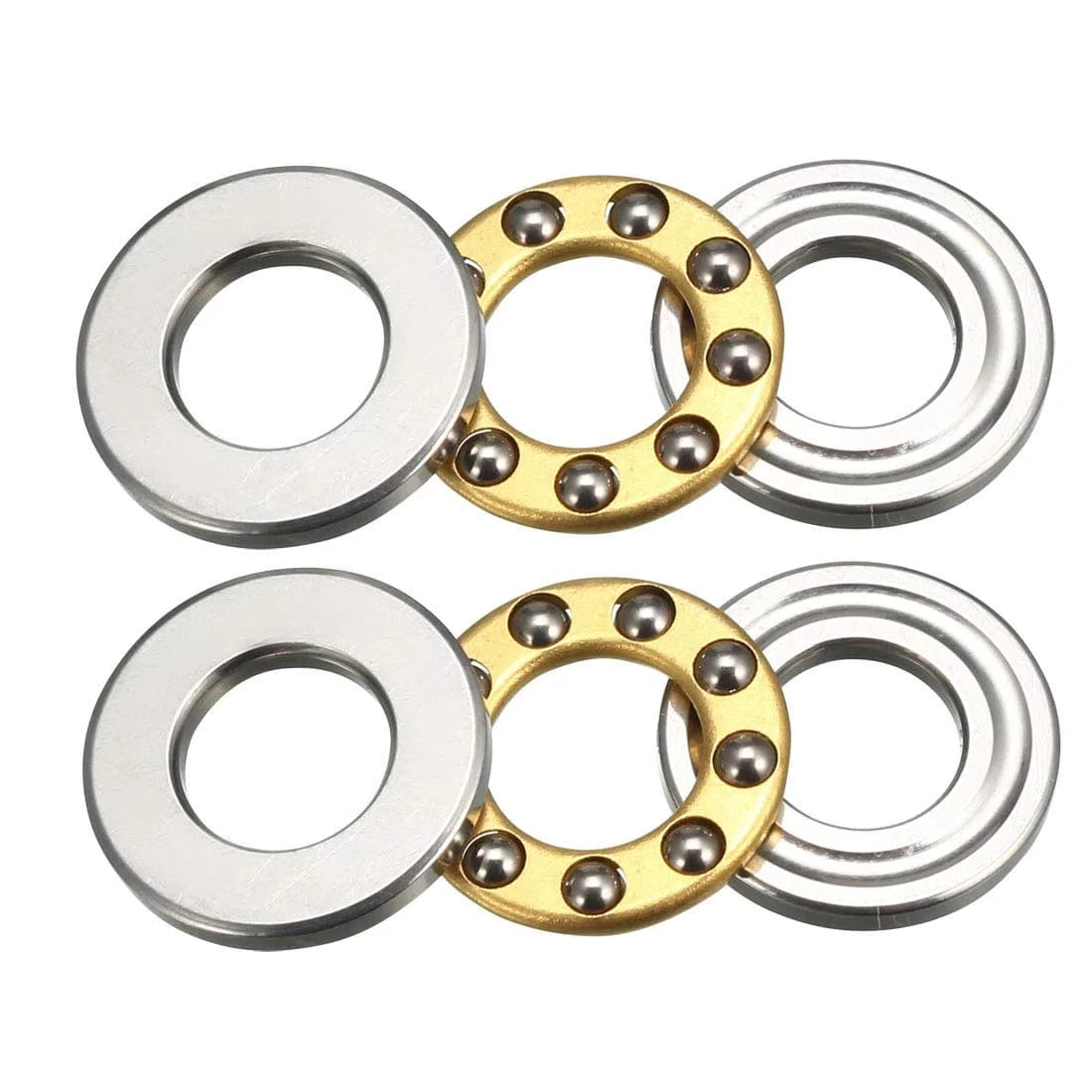 uxcell F6-12M Thrust Ball Bearings 6mm x 12mm x 4.5mm Chrome Steel Single Direction 2pcs | Industrial Grade Bearing for Axial Loads - main product image