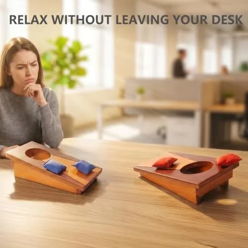 GSE Mini Tabletop Cornhole Toss Game Set with 8 Bean Bags, 10" x 5" | Compact Office & Home Game thumbnail 9