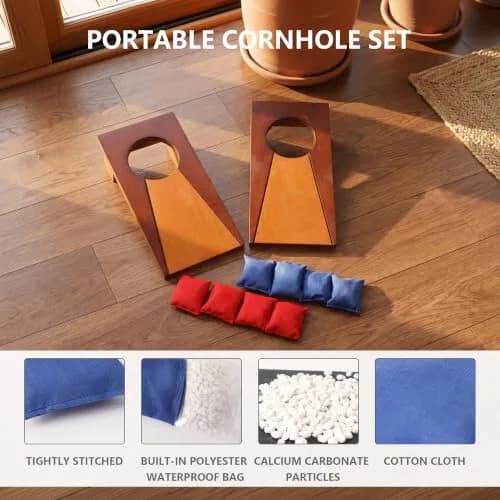 GSE Mini Tabletop Cornhole Toss Game Set with 8 Bean Bags, 10" x 5" | Compact Office & Home Game thumbnail 3
