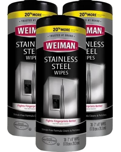 Weiman Stainless Steel Cleaner Wipes (3 Pack, 90 Sheets Total) | Cleans Appliances Without Streaks thumbnail 1