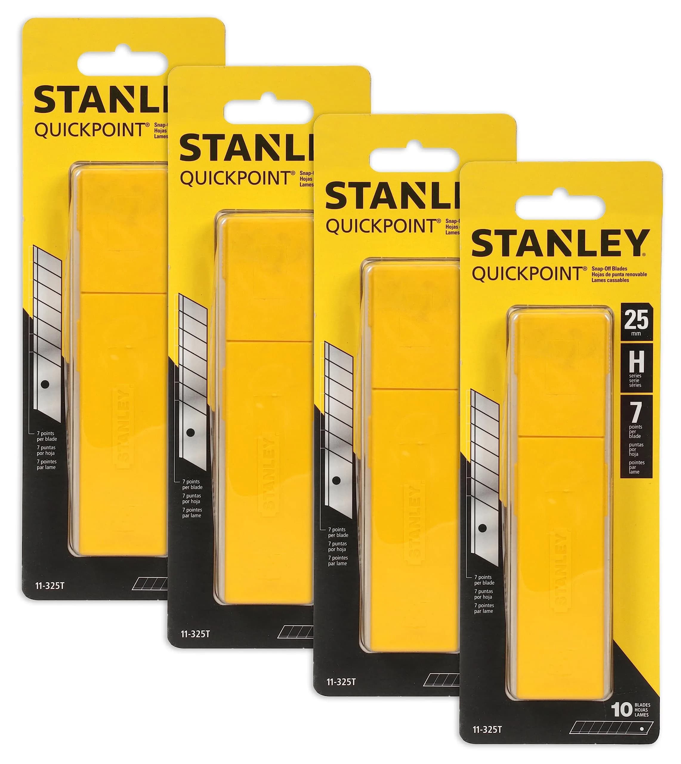 STANLEY Replacement Blade 25 mm | 4-Pack, Stainless Steel, 7-Point, Fits Most Snap-Off Knives - main product image