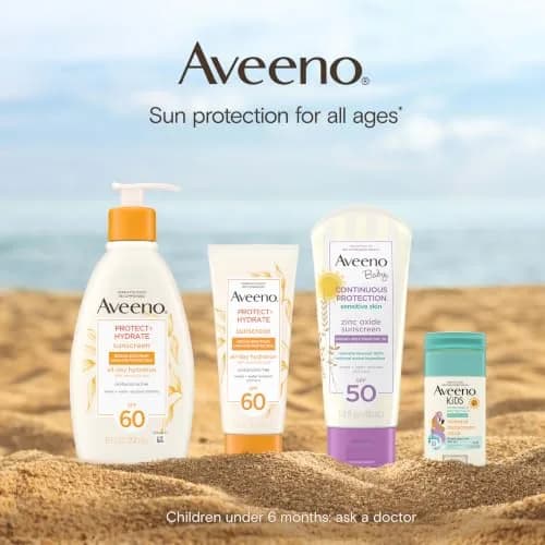 Aveeno Kids Continuous Protection Mineral Sunscreen Lotion SPF 50, 90ml (3 fl. oz) | Broad Spectrum UVA/UVB Protection for Sensitive Skin thumbnail 8