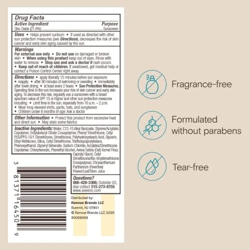 Aveeno Kids Continuous Protection Mineral Sunscreen Lotion SPF 50, 90ml (3 fl. oz) | Broad Spectrum UVA/UVB Protection for Sensitive Skin thumbnail 9