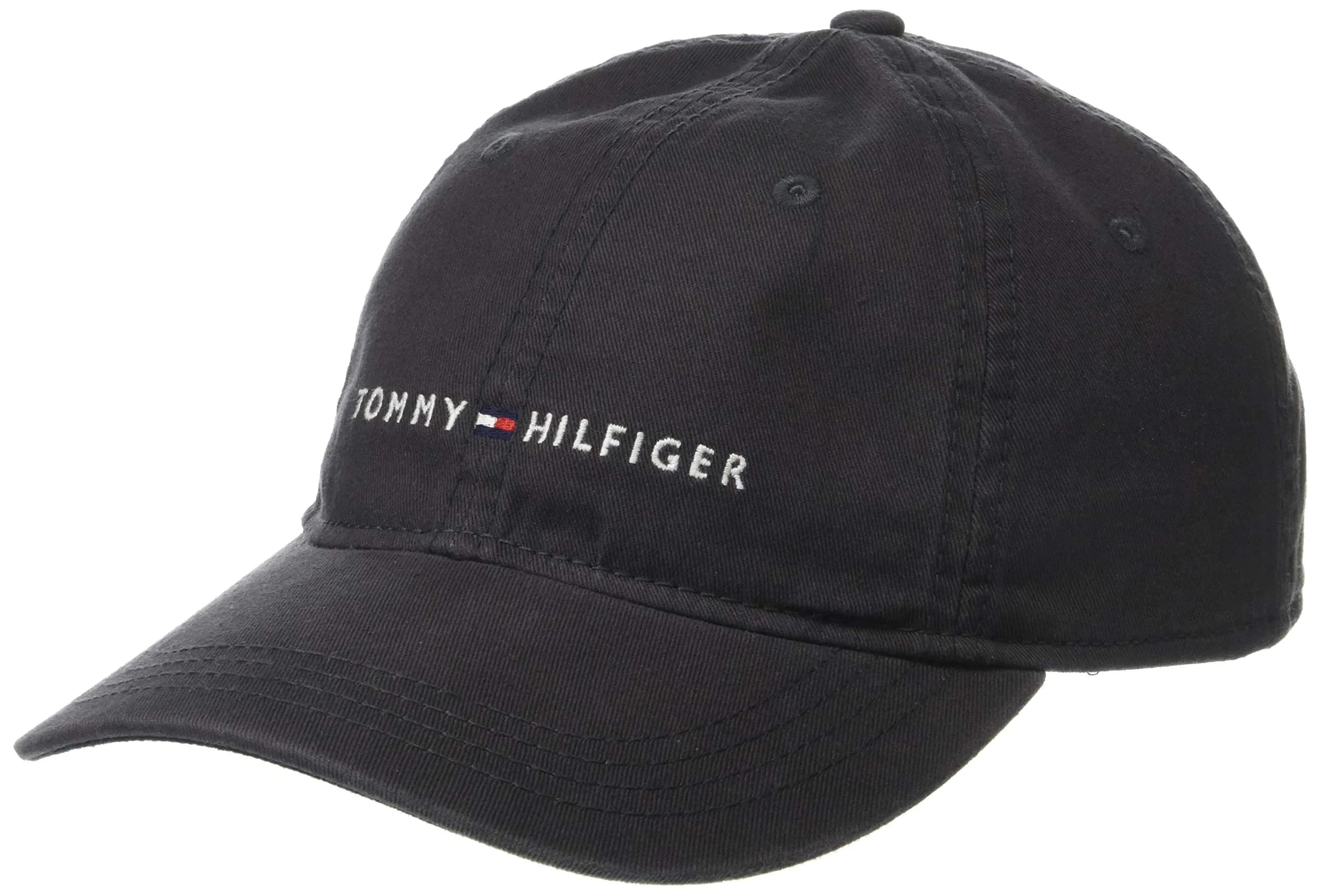 Tommy Hilfiger Men's Charcoal Logo Dad Baseball Cap, One Size - 100% Cotton thumbnail 1