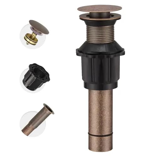 Homevacious 15/8" Bathroom Faucet Vessel Sink Pop Up Drain Assembly Stopper | Copper Finish, Heavy Brass, No Overflow thumbnail 1