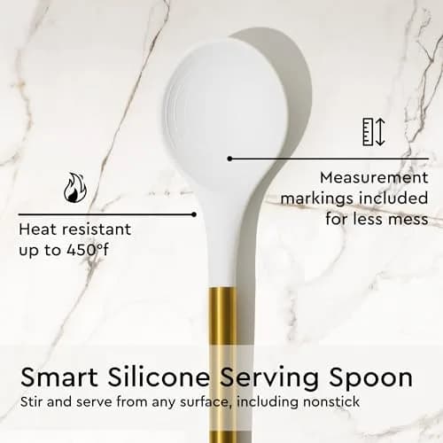STYLED SETTINGS Gold Kitchen Utensils Set – 6 PC White Silicone and Gold Cooking Tools for Nonstick Cookware thumbnail 6