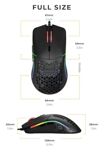 Glorious Model O Wired Gaming Mouse 67g | Superlight Honeycomb Design, RGB, Pixart 3360 Sensor, Ambidextrous - Matte Black thumbnail 9