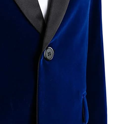 MAGE MALE Men's 2 Piece Velvet Suit Peak Lapel Slim Fit Tuxedo in Blue | Party & Dinner thumbnail 6