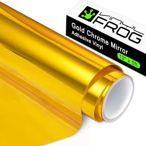 VINYL FROG Gold Chrome Vinyl - 12"x60" (0.3m x 1.52m) | Permanent Mirror Finish Craft Vinyl for Cutters thumbnail 1