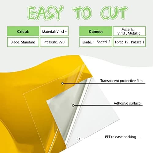 VINYL FROG Gold Chrome Vinyl - 12"x60" (0.3m x 1.52m) | Permanent Mirror Finish Craft Vinyl for Cutters thumbnail 2