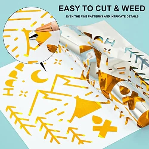 VINYL FROG Gold Chrome Vinyl - 12"x60" (0.3m x 1.52m) | Permanent Mirror Finish Craft Vinyl for Cutters thumbnail 3