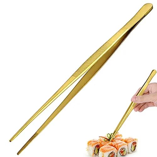 LINALL Tongs Tweezers 12 Inch Stainless Steel | Professional Garnishing Tool for Cocktails & Food thumbnail 1