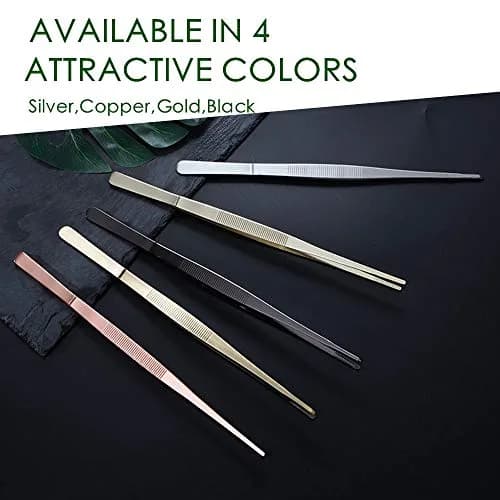 LINALL Tongs Tweezers 12 Inch Stainless Steel | Professional Garnishing Tool for Cocktails & Food thumbnail 3