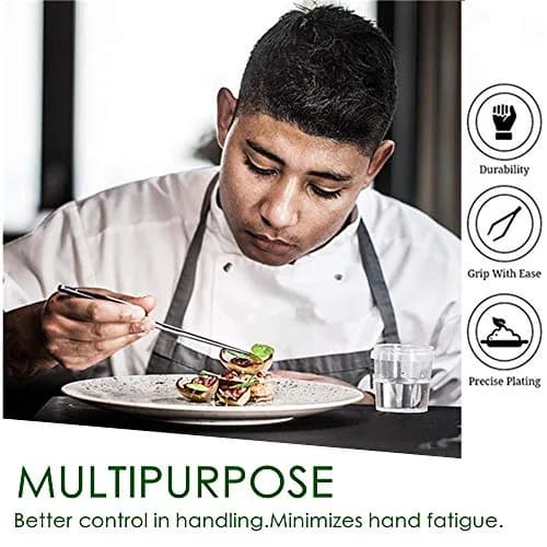 LINALL Tongs Tweezers 12 Inch Stainless Steel | Professional Garnishing Tool for Cocktails & Food thumbnail 2