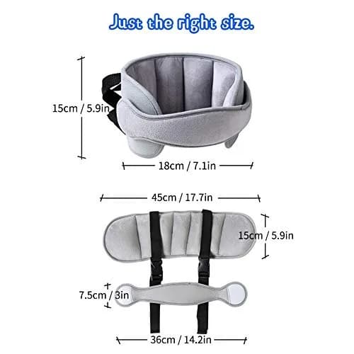 LETTON Adjustable Child Head Support Pillow for Car Seats, Toddler & Infant Headrest | 21 x 17 inches (Grey) thumbnail 4