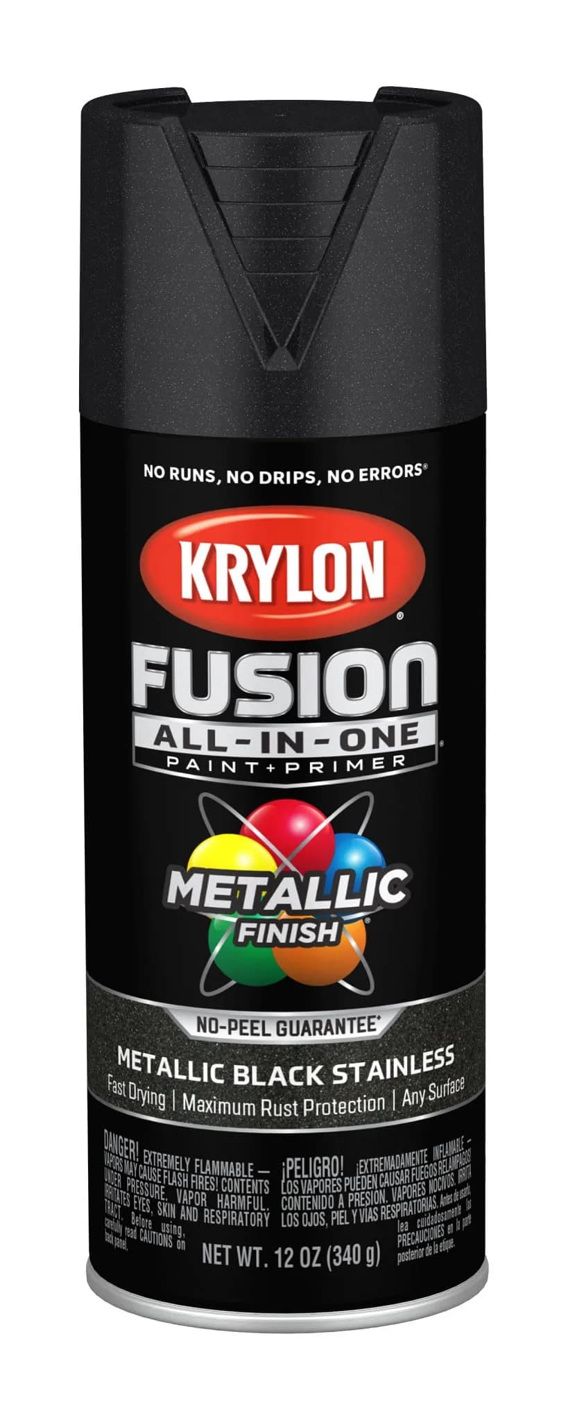 Krylon Fusion All-In-One Metallic Black Stainless Steel Spray Paint 340g (12 oz) | Bonds to Difficult Surfaces — Black Stainless