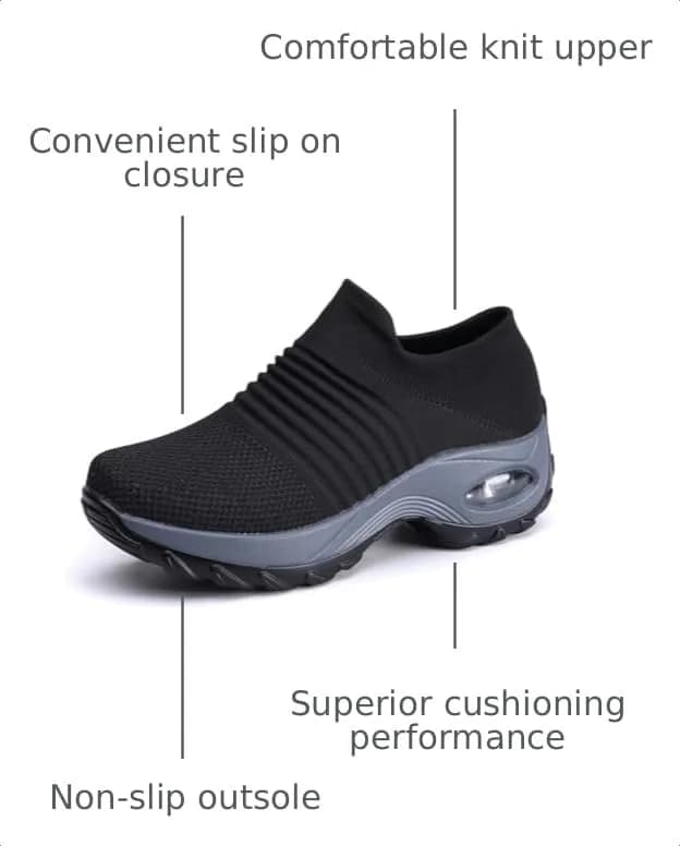 LEADER SHOW Women's Slip-On Walking Shoes 6 | Casual Non-Slip Loafers with Platform Heel thumbnail 4