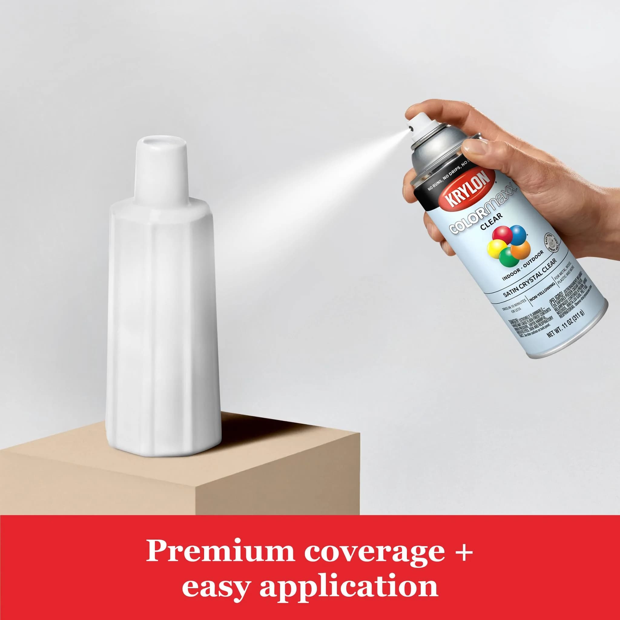 Krylon COLORmaxx Acrylic Clear Spray Paint Satin Crystal Clear 11 oz (312 g) | Indoor/Outdoor Use - view 8