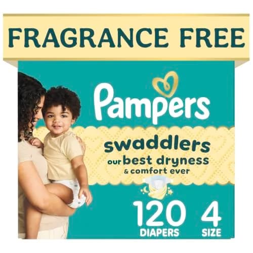 Pampers Swaddlers Diapers Size 4 (15-34 lbs / 7-13 kg), 120 Count | Hypoallergenic & Skin-Safe thumbnail 1