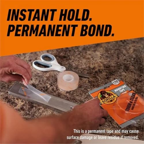 Gorilla Invisible Hold Mounting Tape Clear 1 Inch x 150 Inches | Permanent Double-Sided Adhesive thumbnail 7