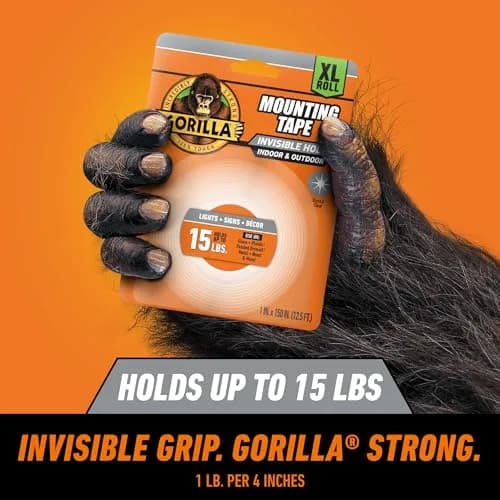 Gorilla Invisible Hold Mounting Tape Clear 1 Inch x 150 Inches | Permanent Double-Sided Adhesive thumbnail 2