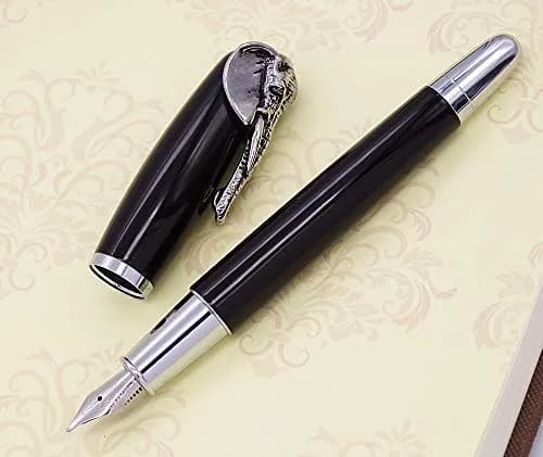 erofa Fuliwen Elephant Fountain Pen Medium Nib with Ink Converter, Black Pattern | 0.5mm thumbnail 3