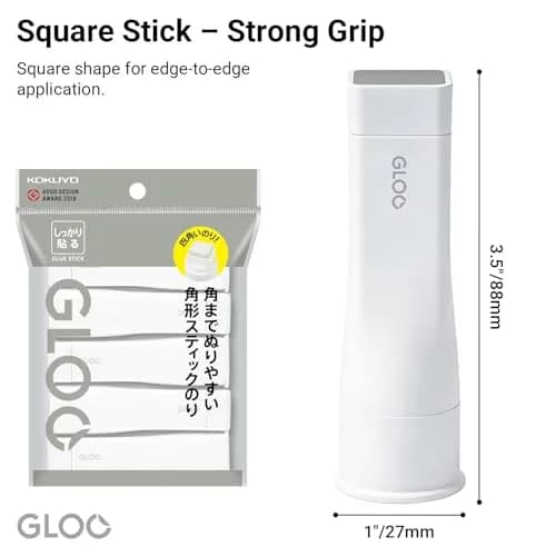 Kokuyo Gloo Square Glue Stick Firm Stick Small Size 22g (0.78oz) Pack of 5 | Strong Adhesive for Paper Crafts thumbnail 2