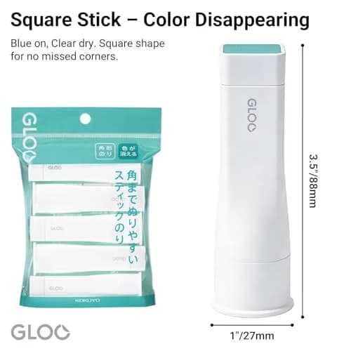 Kokuyo Gloo Square Glue Stick, Color Disappearable, Small Size, Pack of 5 (22g each) | Eco Mark Certified thumbnail 2