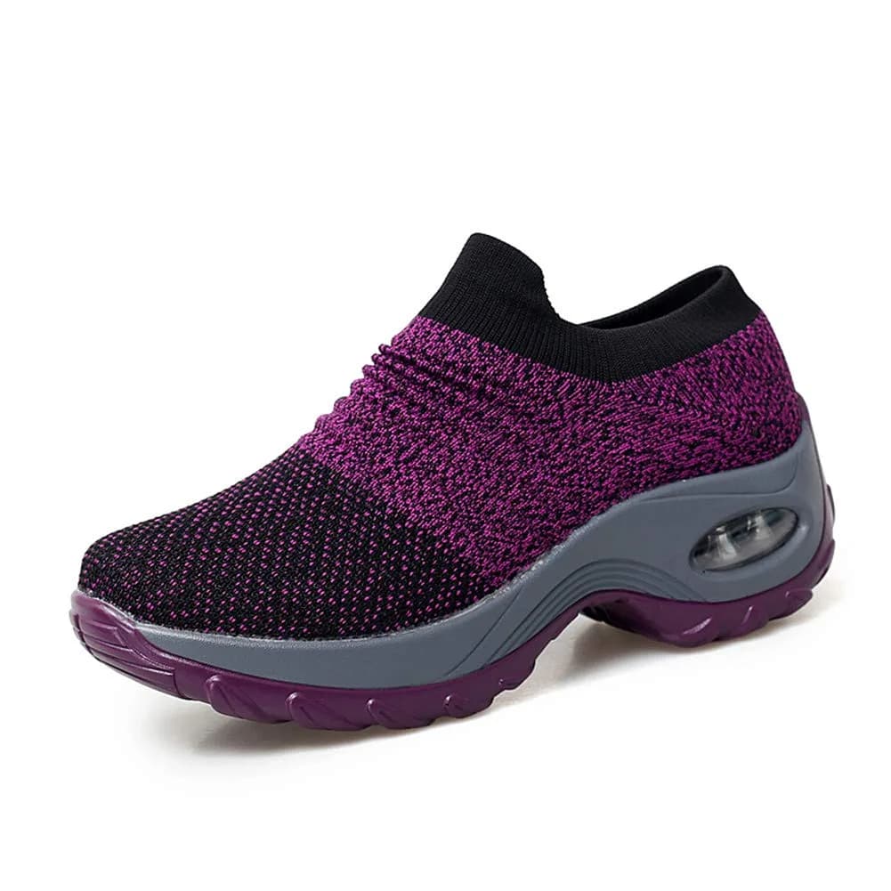 LEADER SHOW Women's Slip-On Shoes 5 | Casual Comfort with Platform Heel — Purple