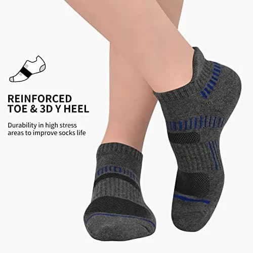 COOPLUS Mens Ankle Socks Athletic Cushioned Breathable Low Cut Tab With Arch Support - 6 Pairs thumbnail 5
