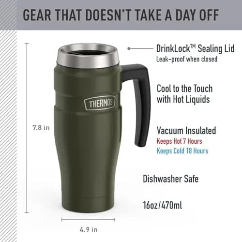 THERMOS Stainless King Travel Mug with Handle 16oz (473ml) | Leak-Proof, Dishwasher Safe thumbnail 2