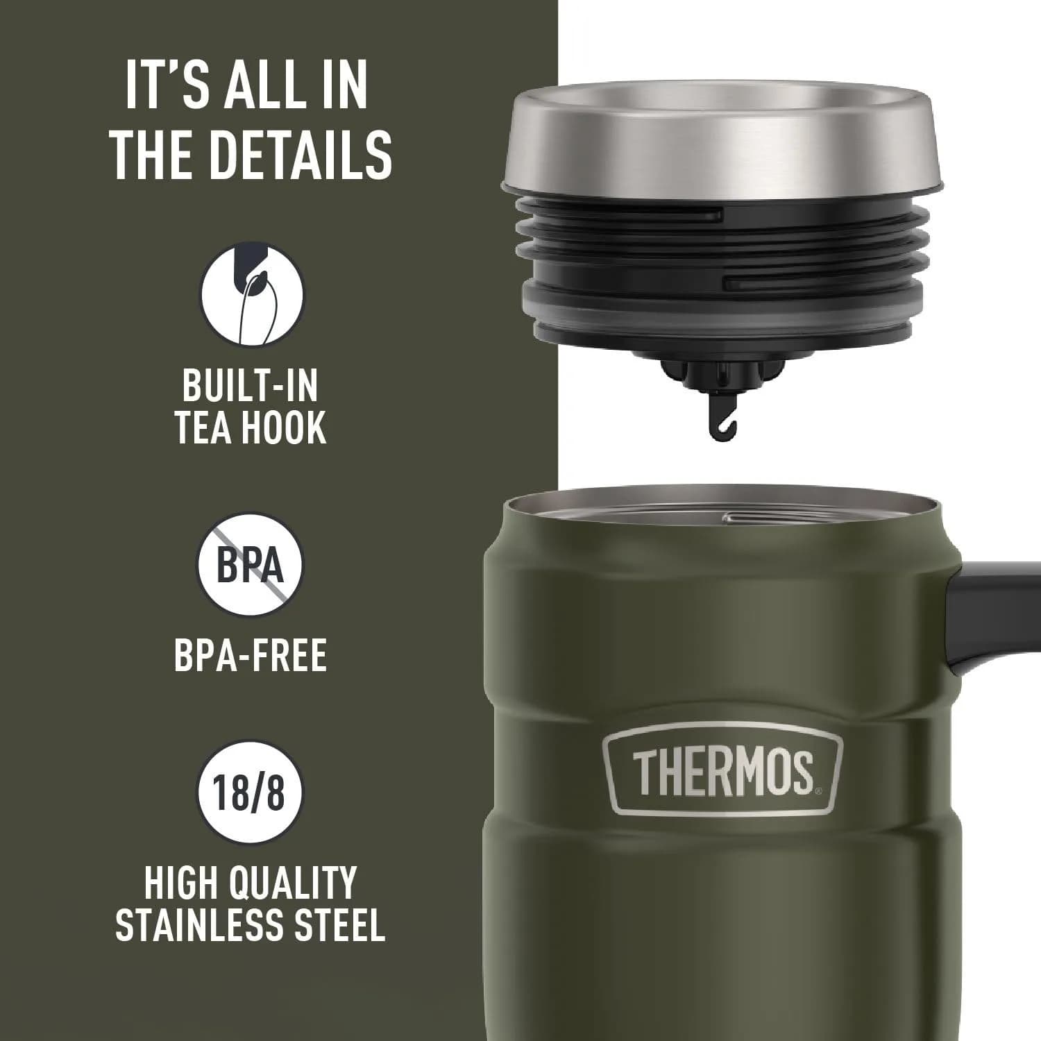 THERMOS Stainless King Travel Mug with Handle 16oz (473ml) | Leak-Proof, Dishwasher Safe - view 4
