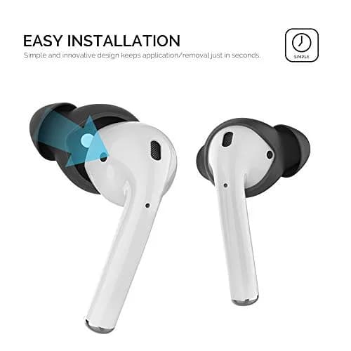 AHASTYLE AirPods Ear Tips Silicone Cover 3 Pairs Black | Noise Isolation & Comfort thumbnail 4