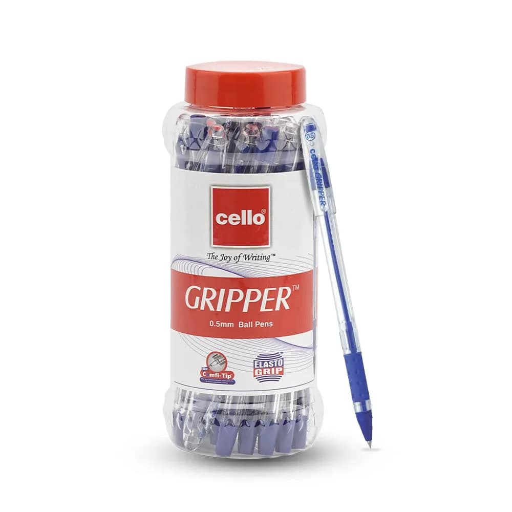 Cello Gripper Ball Pen Set Blue 25 Count (Pack of 25) | Smooth Ink Flow — Blue