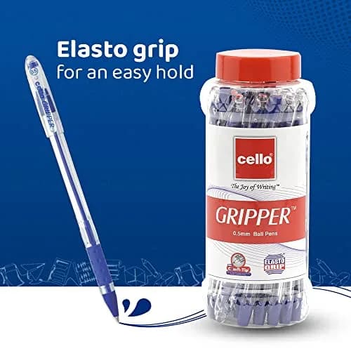 Cello Gripper Ball Pen Set Blue 25 Count (Pack of 25) | Smooth Ink Flow thumbnail 2