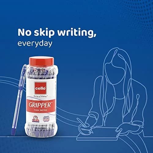 Cello Gripper Ball Pen Set Blue 25 Count (Pack of 25) | Smooth Ink Flow thumbnail 3