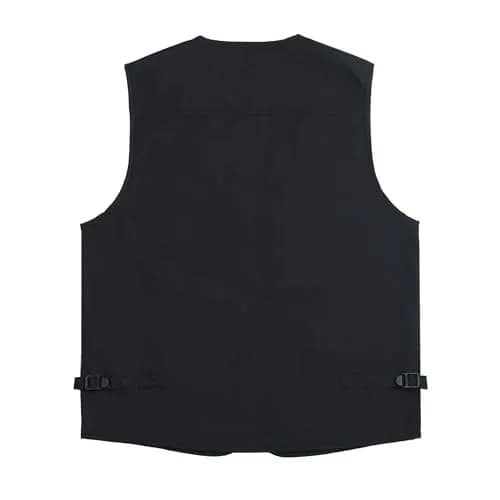 LUSI MADAM Men's Stone Washed Denim Multi-pocketed Fishing Work Outerwear Vest Large Pure Black | Durable & Practical thumbnail 7