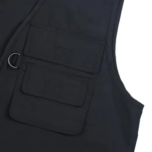 LUSI MADAM Men's Stone Washed Denim Multi-pocketed Fishing Work Outerwear Vest Large Pure Black | Durable & Practical thumbnail 2