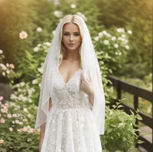 SAMKY Bridal Wedding Veil Chapel Length 90" | Pencil Edge Tulle for Brides thumbnail 2