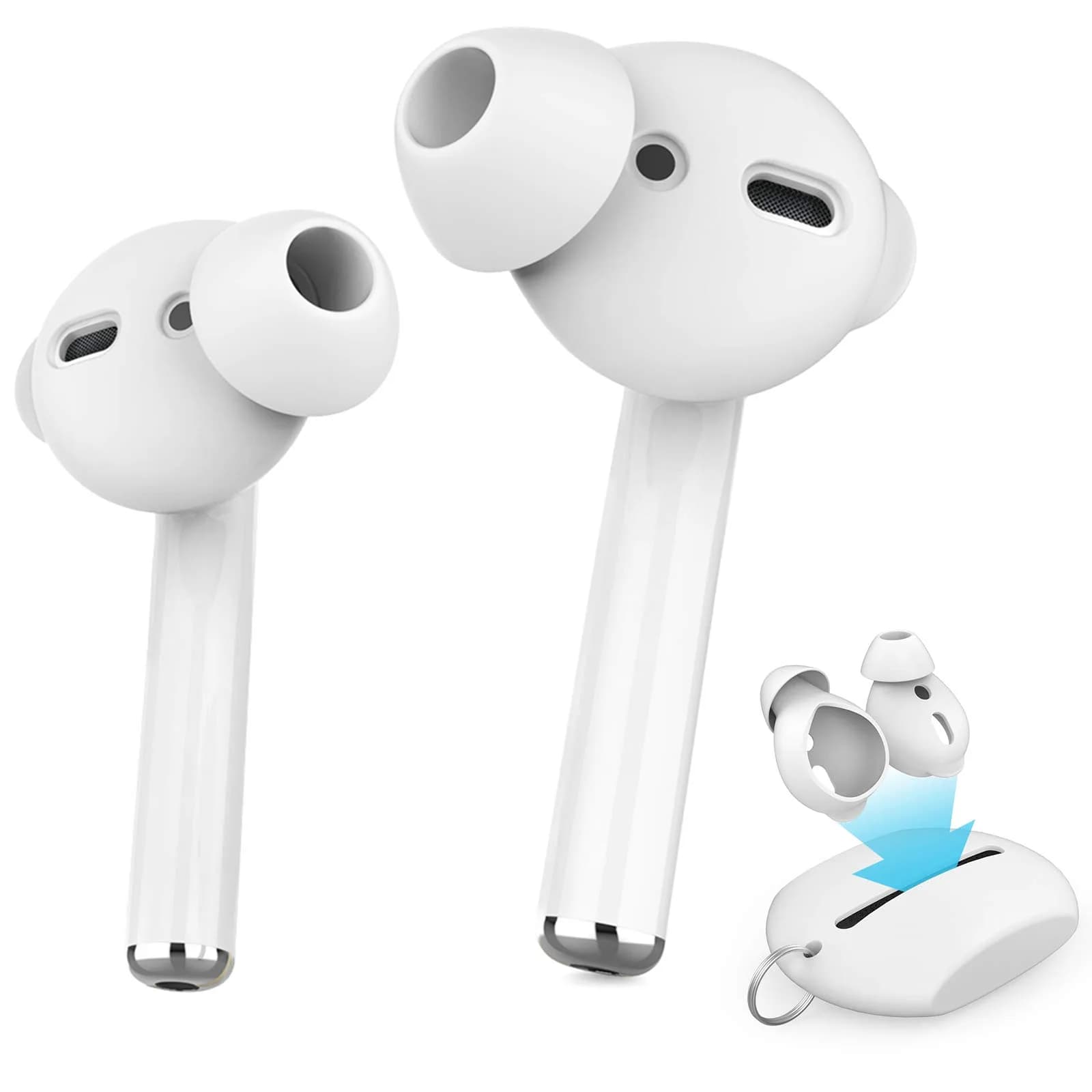 AHASTYLE 3 Pairs Small Silicone Ear Tips for AirPods & EarPods | Passive Noise Reduction — White