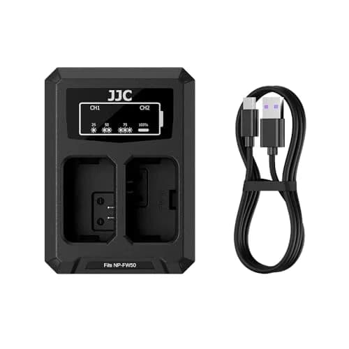 JJC NP-FW50 USB Battery Charger for Sony A6000 A6100 A6300 A6400 A7 A7II | Dual USB Charging, Overheat & Overcharge Protection thumbnail 1