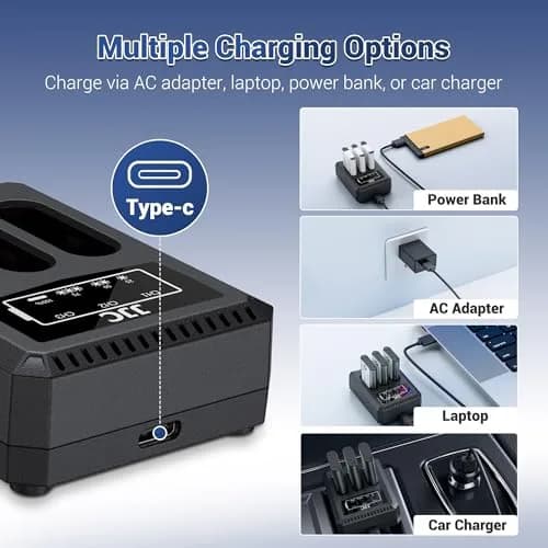 JJC Triple Slot USB Battery Charger for Sony NP-BX1 Batteries | Charges 3 Batteries Simultaneously thumbnail 4