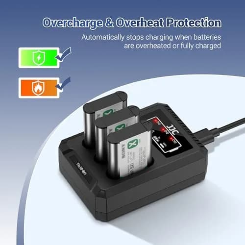 JJC Triple Slot USB Battery Charger for Sony NP-BX1 Batteries | Charges 3 Batteries Simultaneously thumbnail 5