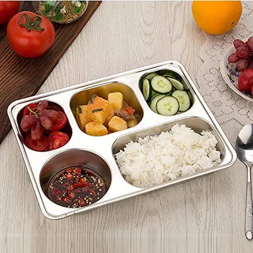 AIYoo 2 Stainless Steel Divided Plates Tray 11.2 inch | Unbreakable Portion Control Plate for Adults thumbnail 8