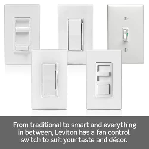 Leviton SureSlide Ceiling Fan Wall Switch, Quiet 3-Speed Fan Control, 1.5 Amps, 661F-10T, Light Almond | Low Noise, Precise Speed Control thumbnail 8