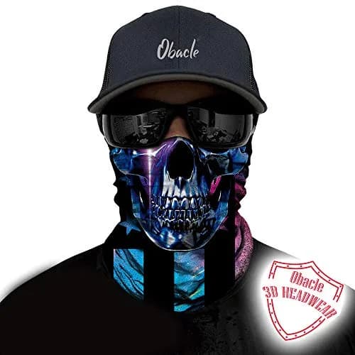 Obacle Blue Face Skull Flag 3D Seamless Tube Face Mask for Dust, Wind & UV Protection - view 2