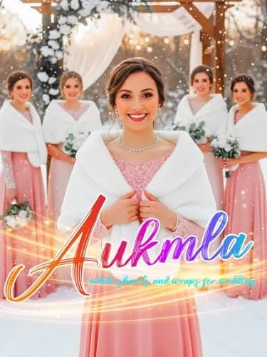 Aukmla White Bridal Fur Wraps and Shawls | Wedding & Party Accessory (150 x 36 cm, Faux Fur) thumbnail 3
