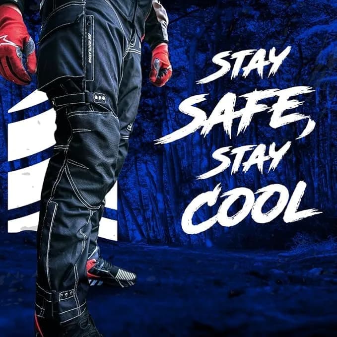 HWK Motorsports Apparel Water Resistant Motorcycle Pants | 32cm (12.6in) Waist, 30cm (11.8in) Inseam - view 8
